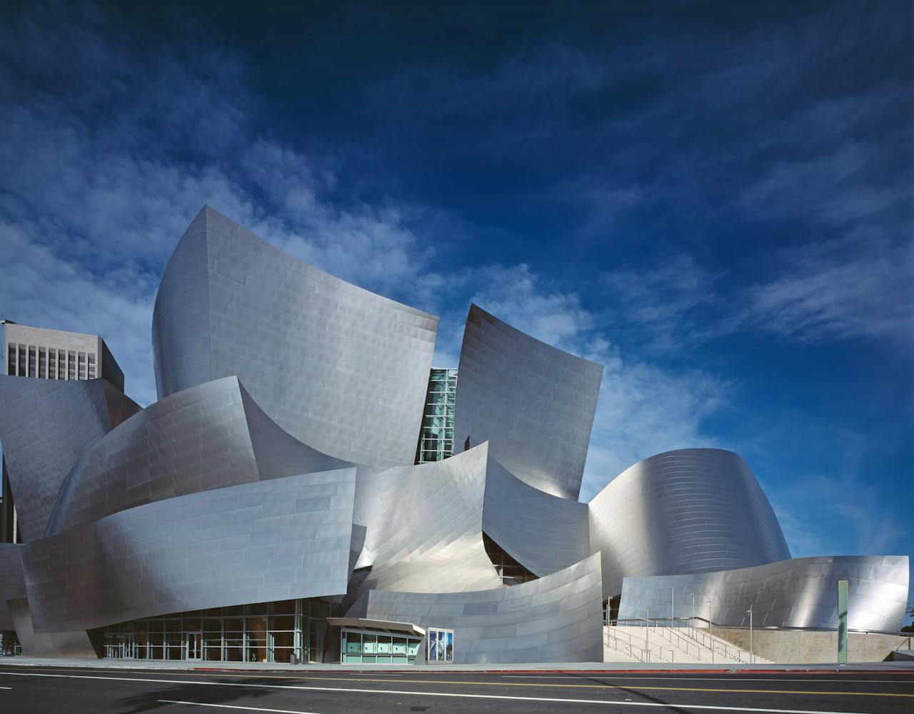 creative-02 Iconic stainless steel architecture of the Walt Disney Concert Hall in Los Angeles.